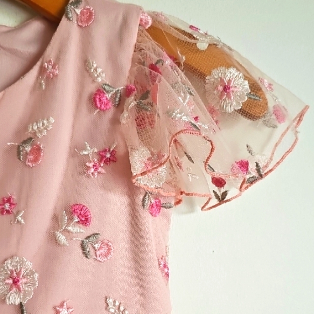 Embroidered Mesh Ruffle Dress - Picture 4 of 7
